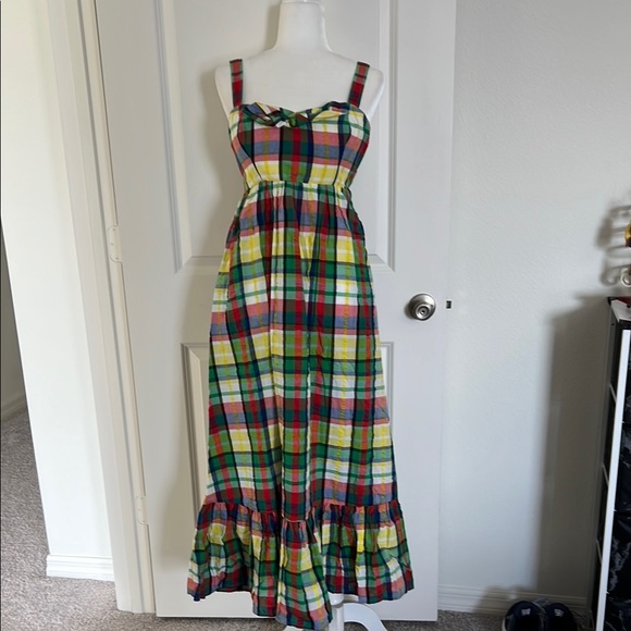 NWT Kate Spade Coastal Multicolor Plaid Maxi Dress - Size 6 - Picture 3 of 11